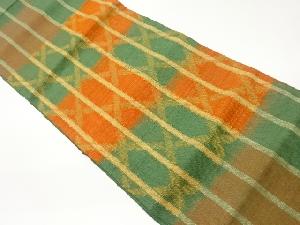 手織り紬縞に襷模様織出し名古屋帯